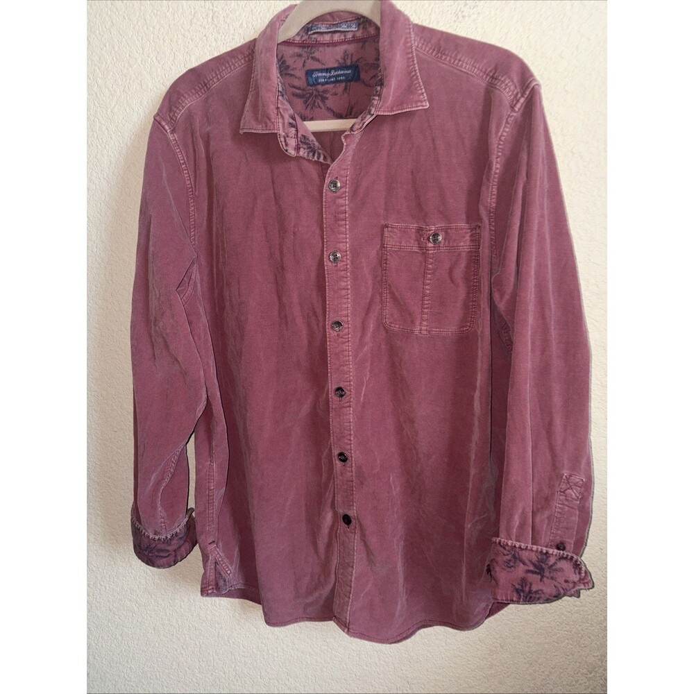 Tommy Bahama Coastline Cord Corduroy Button Shirt Flip Cuff Western Tropical L